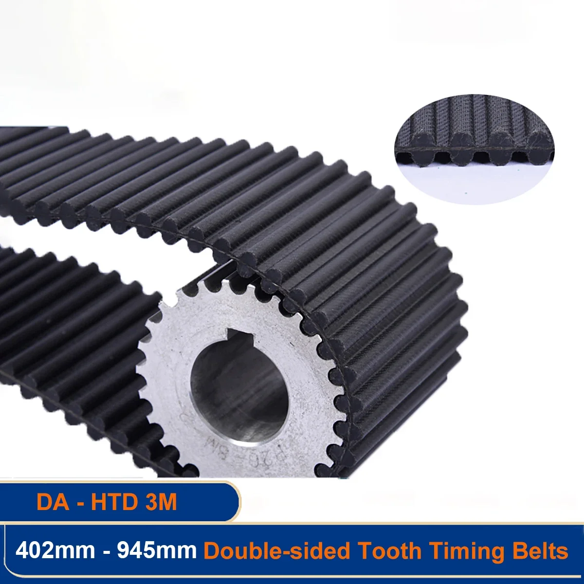 1Pcs DA HTD3M Double Side Tooth Synchronous Timing Belt Perimeter 402 420 432 438 444 450 462 474 480 - 945mm Width 6 10 15 20mm