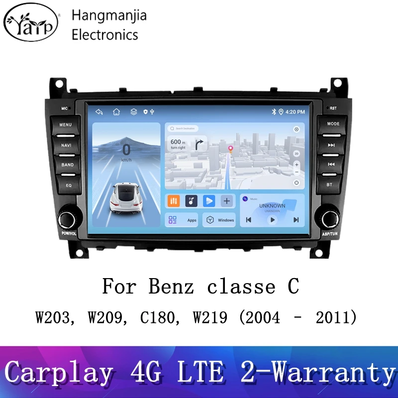 hangmanjia autoradio Navigation Android GPS Carplay pour voiture Mercedes Benz classe C W203 W209 C180 W219  2004 – 2011 NO 2din