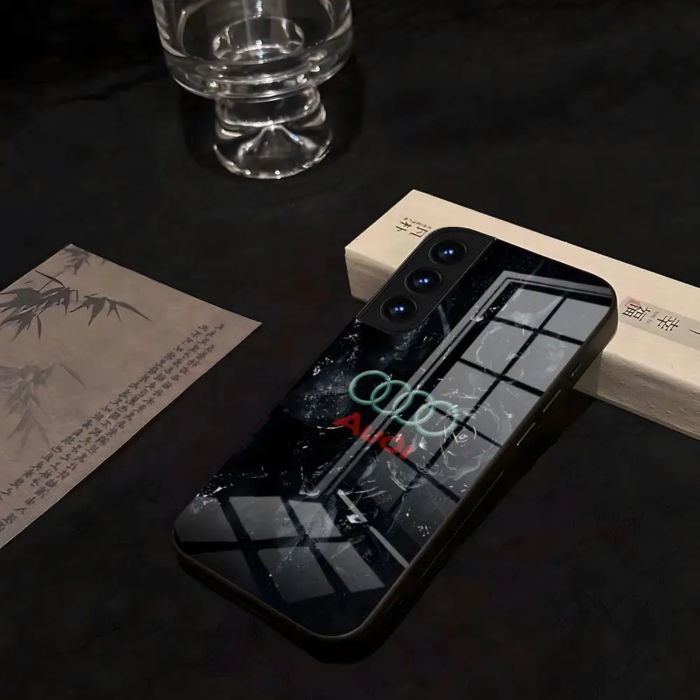 A-au-dises Luksusowe etui samochodowe na telefon do Samsung S 25 26 24 23 22 21 Ultra 10 Plus A16 Pro Fe 20 Note 34 S30, szklane, odporne na wstrząsy — zdjęcie produktu 4