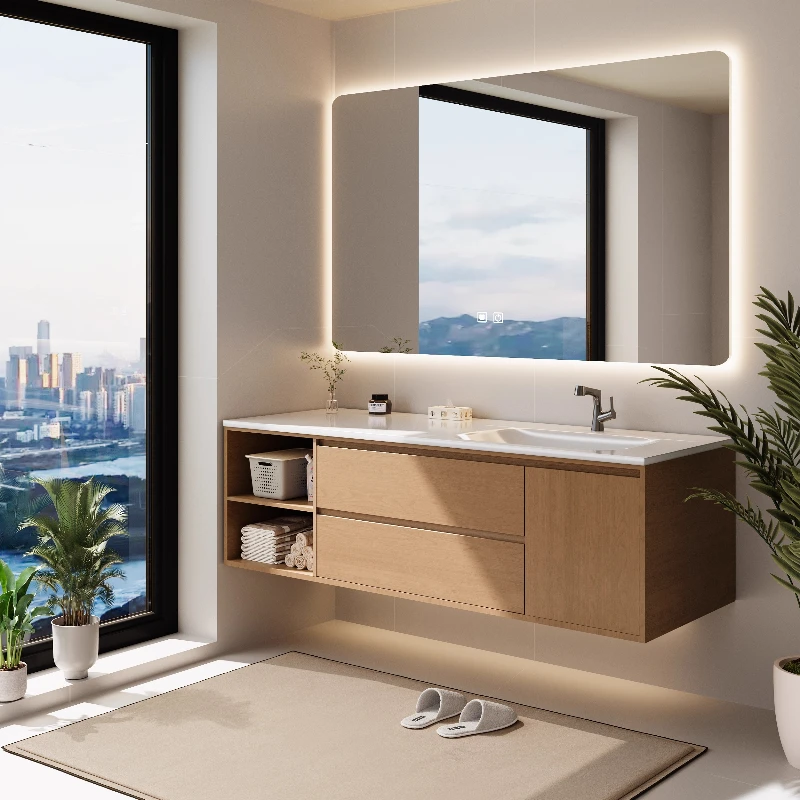 

Modern Bathroom Vanity Cabinet With Mirror Led Lighting Bathroom Vanity With Sink Shelf Meuble Salles De Bain Bathroom Furniture