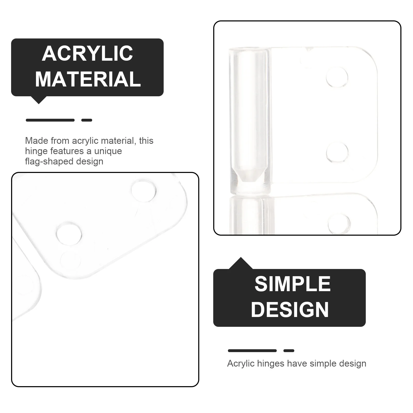 

10Pcs Transparent Acrylic Hinges Flag Shaped Detachable Small Hinges for Glass Door Cabinet Drawer Wooden Box Folding Project