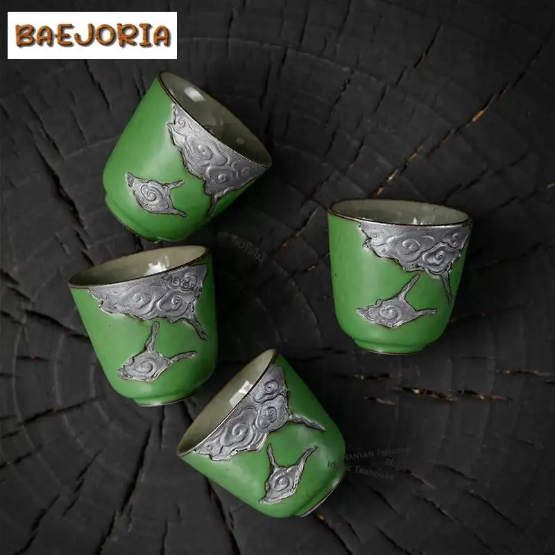 BAEJORIA 40ml Old Rock Mud Fret Teacup Elegant Tea Bowl Beautiful Tea Cup Tea-tasting Personal Cup Jianzhan Master Cups Teaset