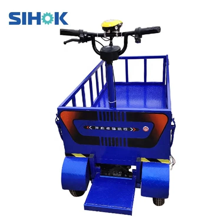 High load 800kg cargo flat trolleys 4 wheel warehouse logistic transfer cart electric battery powered trolley