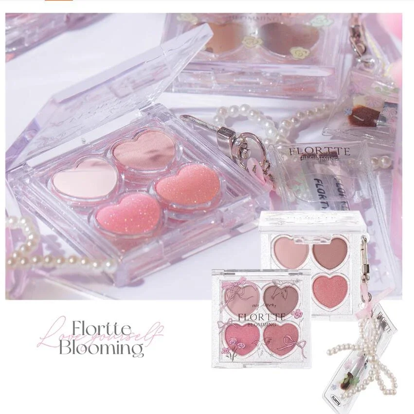 لوحة ظلال عيون متعددة الاستخدام من FLYPTE، دودة القز للنوم، مكياج كوري، سلسلة النرجس، أربعة ألوان