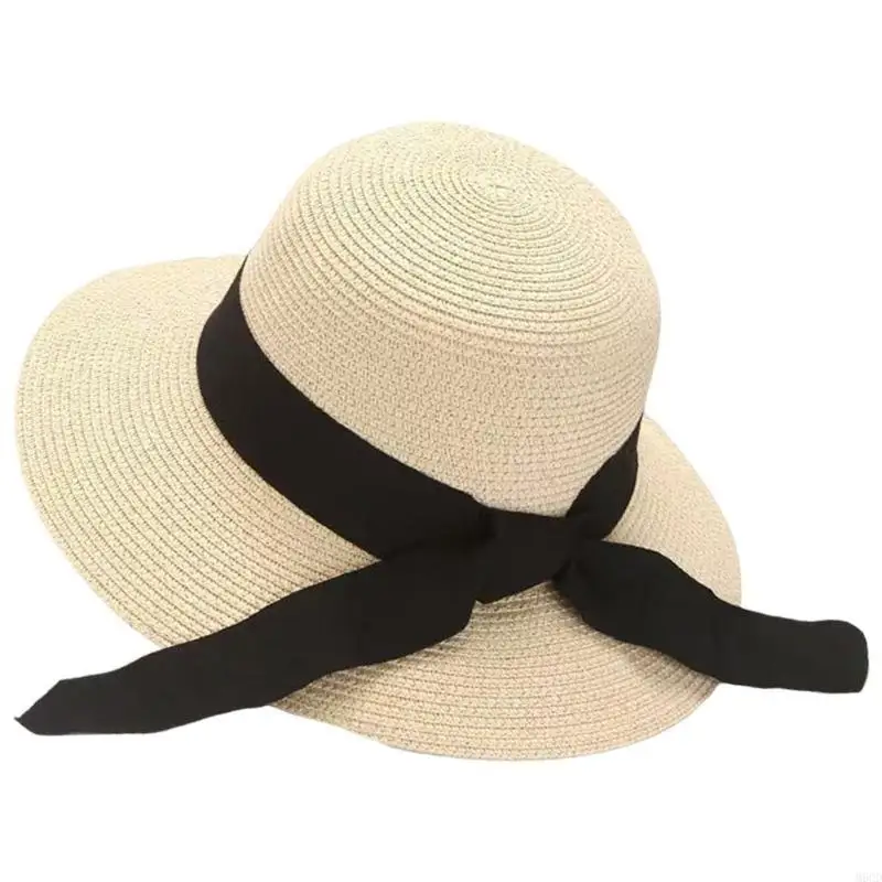 قبعة صياد السمك من القش القابلة للتنفس M6CD للنساء توفر تغطية ممتازة للشمس لقضاء عطلة الشاطئ والأنشطة اليومية #2