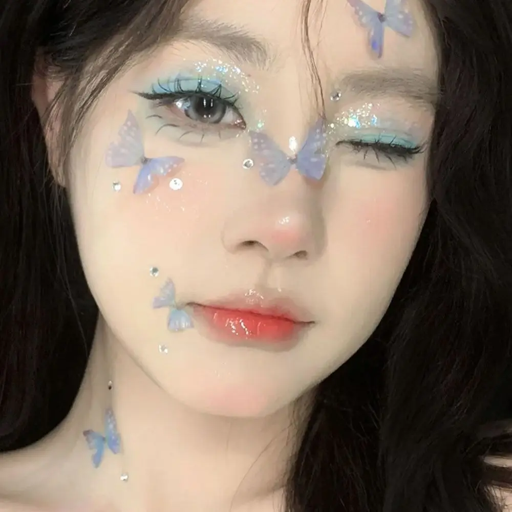 Butterfly Shell pearl Facial Decorative Patches Cute Shiny Glitter Sequin Stickers Waterproof Sweet DIY Nail Art Decoration Eyes