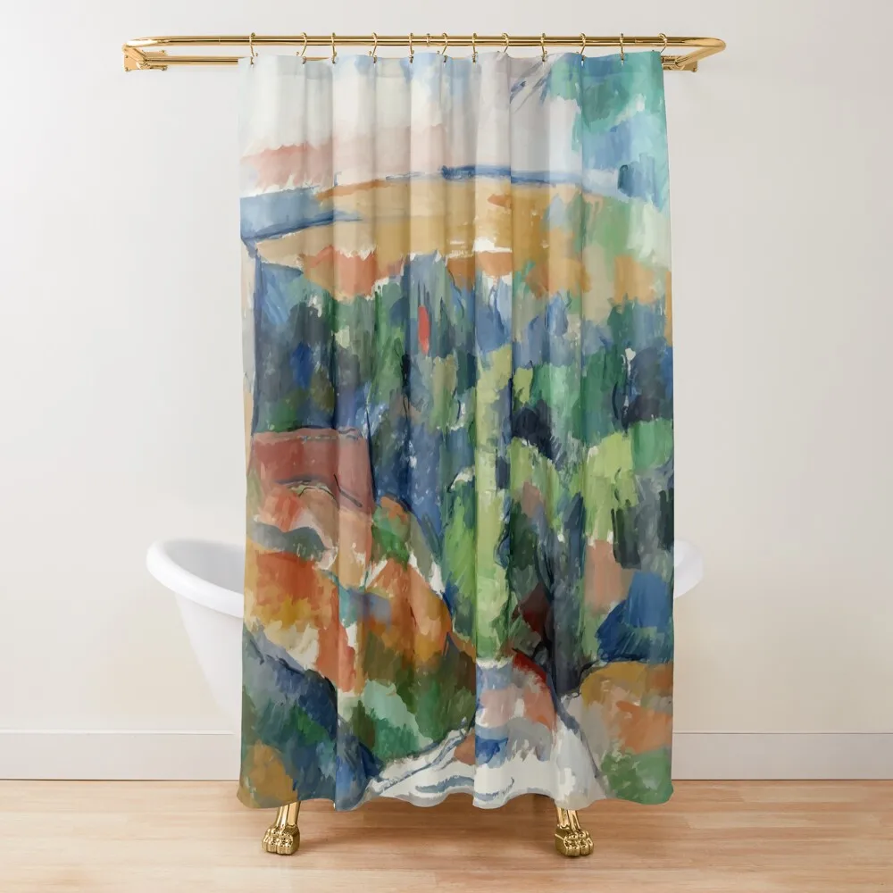 

The Bend in the Road by Paul Cezanne Shower Curtain Waterproof Fabric Bathroom Anime Shower Cover Bathroom Shower Set Curtain