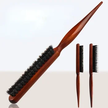 Professional Salon Teasing กลับแปรงผมหมูป่าไม้ Slim Line หวี Hairbrush EXTENSION Hairdressing เครื่องมือจัดแต่งทรงผม DIY