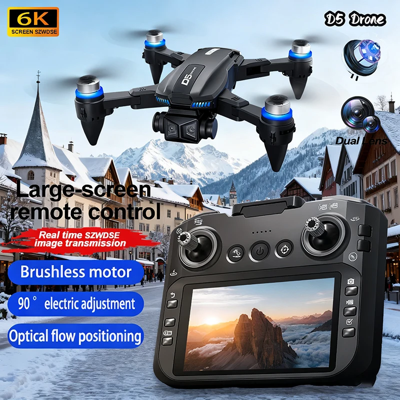 2026 novo d5 zangão 4k profissional hd câmera dupla sem escova evitar obstáculos dobrável com controle de tela quadcopters rc drones