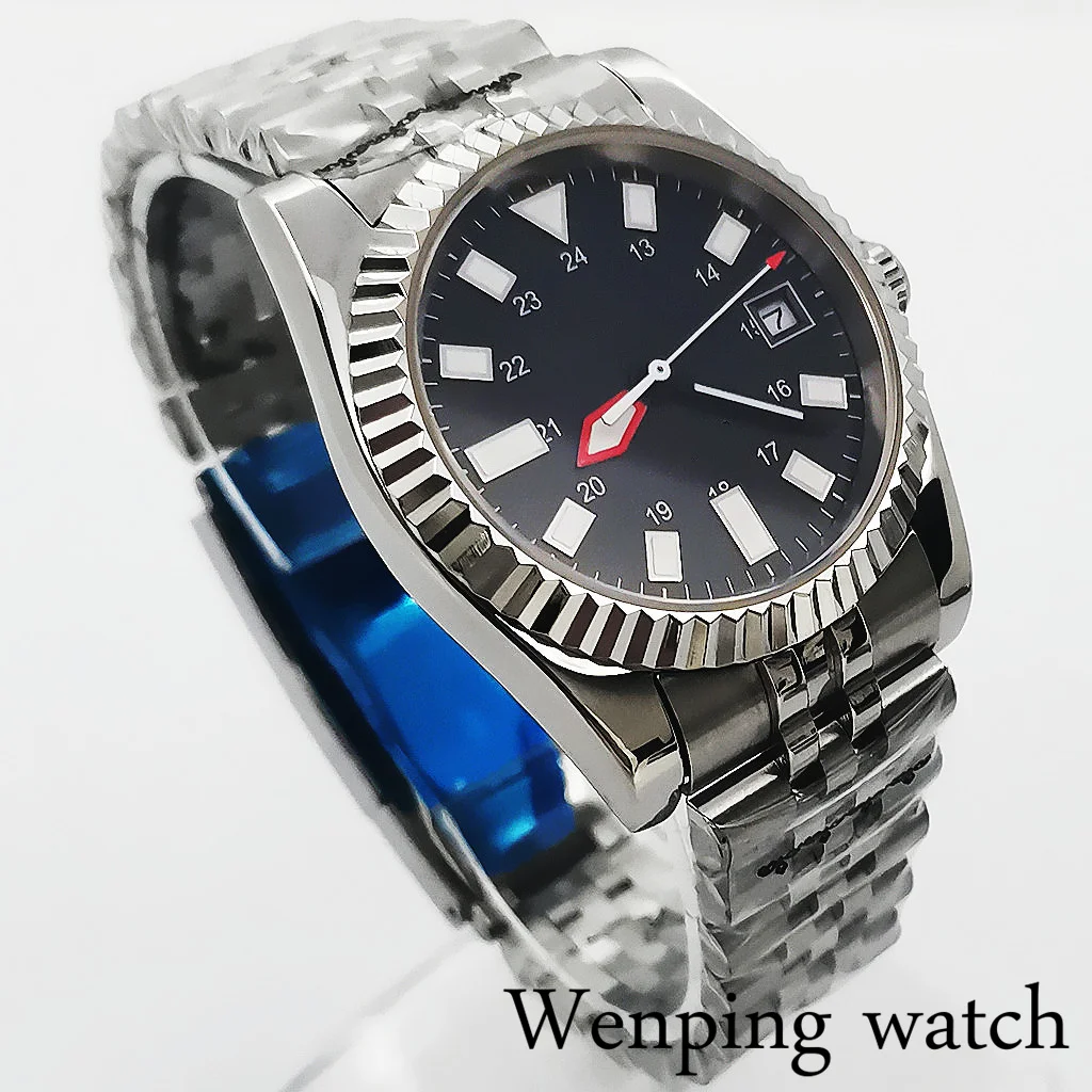 New 36mm/39mm Men's Casual Automatic Watch Silver Case Black/White Dial Sapphire Glass Miyota 8215 Mingzhu 2813 PT5000 Movement