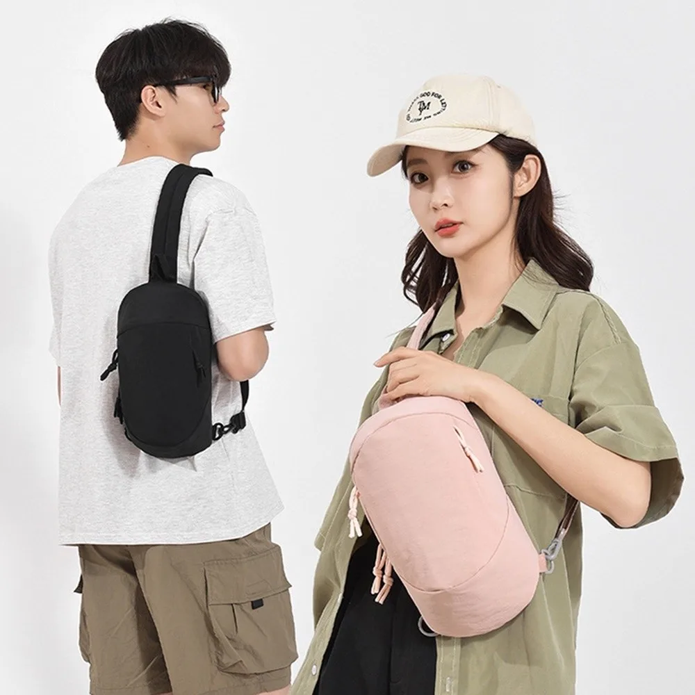 Casual Men's Chest Bag Large Capacity Waterproof Nylon Sling Shoulder Bag Breathable Lightweight Male Crossbody Bag Biking
