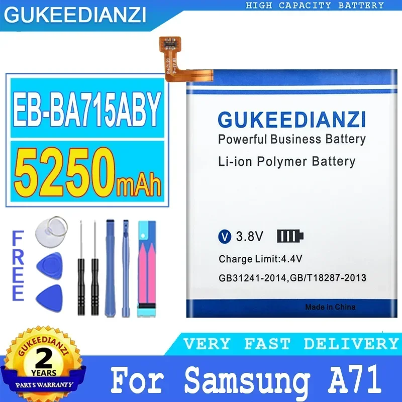 

Аккумуляторы для мобильных телефонов большой емкости 5250 мАч, EB-BA715ABY для Samsung Galaxy A71, SM-A7160, A7160, аккумулятор для смартфонов