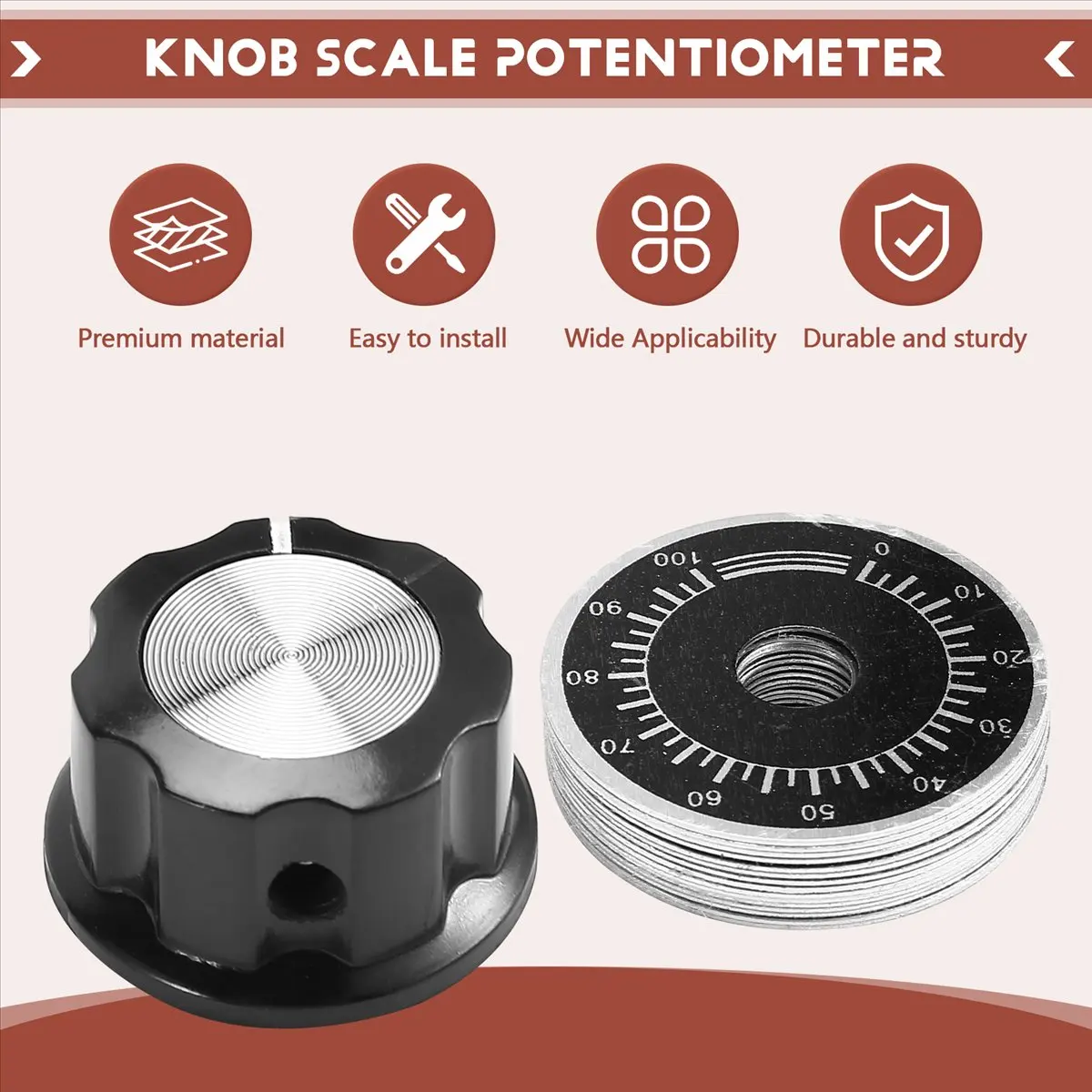 TCE 15 Sets of A03 Potentiometer Control Knobs and 0-100 Scale Plates Bakelite Knob Scale Plates Digital Potentiometer Set