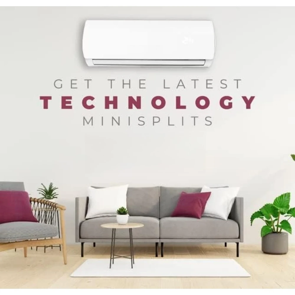 مكيف هواء سبليت صغير 12000 وحدة حرارية بريطانية ومضخة حرارية 110 فولت بدون مجاري، 1 طن، مع واي فاي متوافق مع أليكسا