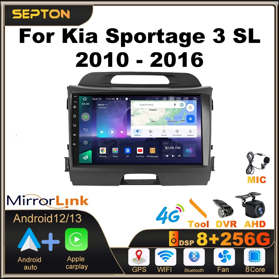 

Автомобильная стереосистема SEPTON 8 + 256G для Kia Sportage 3 SL 2010-2016 Android12, мультимедийный плеер, авторадио, CarPlay, GPS, 2Din HeadUnit