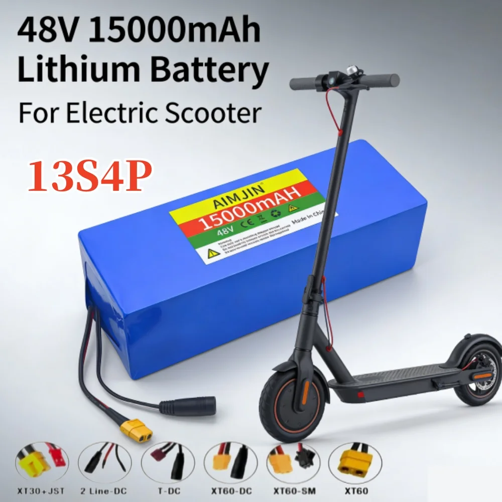 

48V 15Ah 18650 Lithium 13S4P Battery Pack Built-in Intelligent BMS For 500-1000W electrical machinery+charger