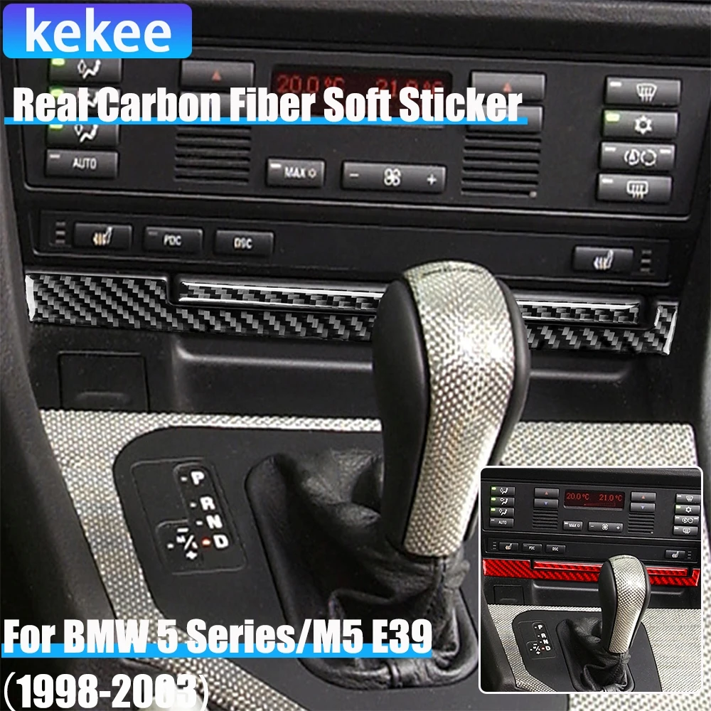 

Real Carbon Fiber Car Accessories Cup Holder Strip Trim Cover Soft Sticker For BMW 5 Series/M5 E39 1998 1999 2000 2001 2002 2003