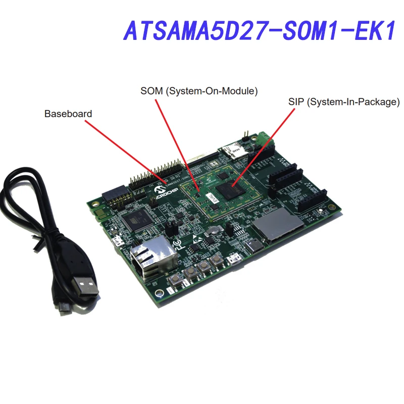 

ATSAMA5D27-SOM1-EK1 Development Kit, SAMA5D27 SoM, 1GB RAM, MikroBUS headers for Click Boards