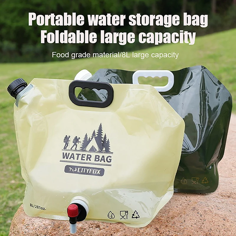 

8L Portable Water Bag Folding Bucket Water Container Jug Bottle Pouch Outdoor Travel Camping With Handle Camping Supplies