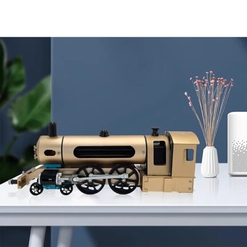 Two-wheeled steam train engine model assembly toy