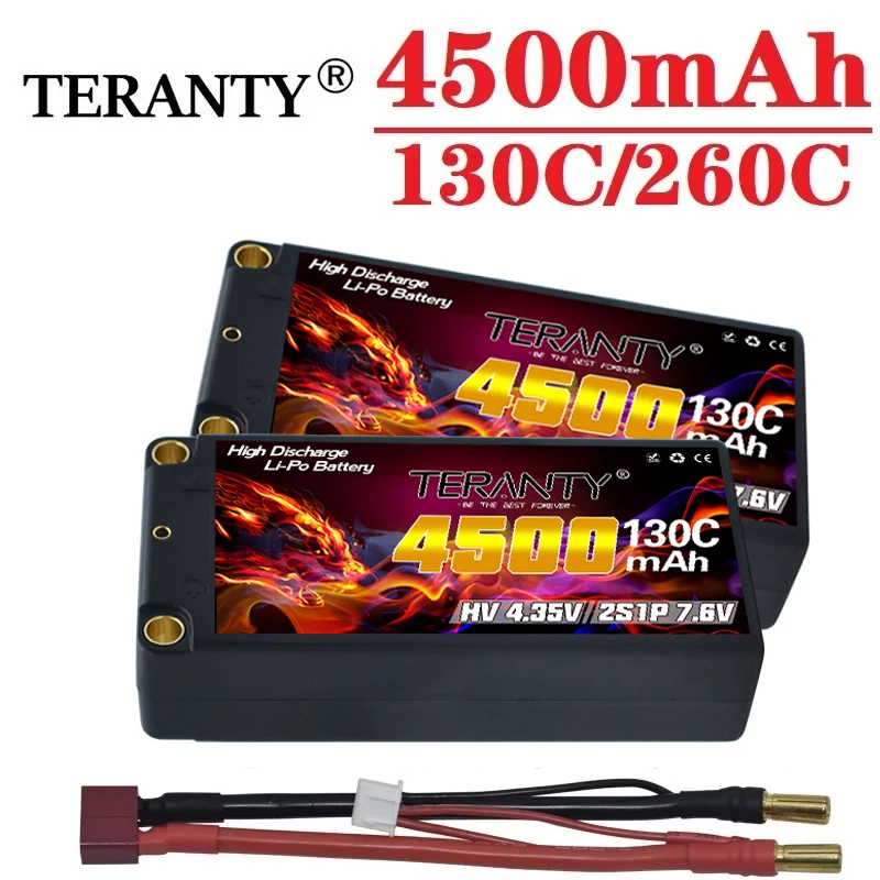 1 Uds TERANTY 2S batería 7,6 V 4500mAh 130C/260C HV RC batería Lipo corta con bala de 5mm transparente para piezas de barco de camión de coche