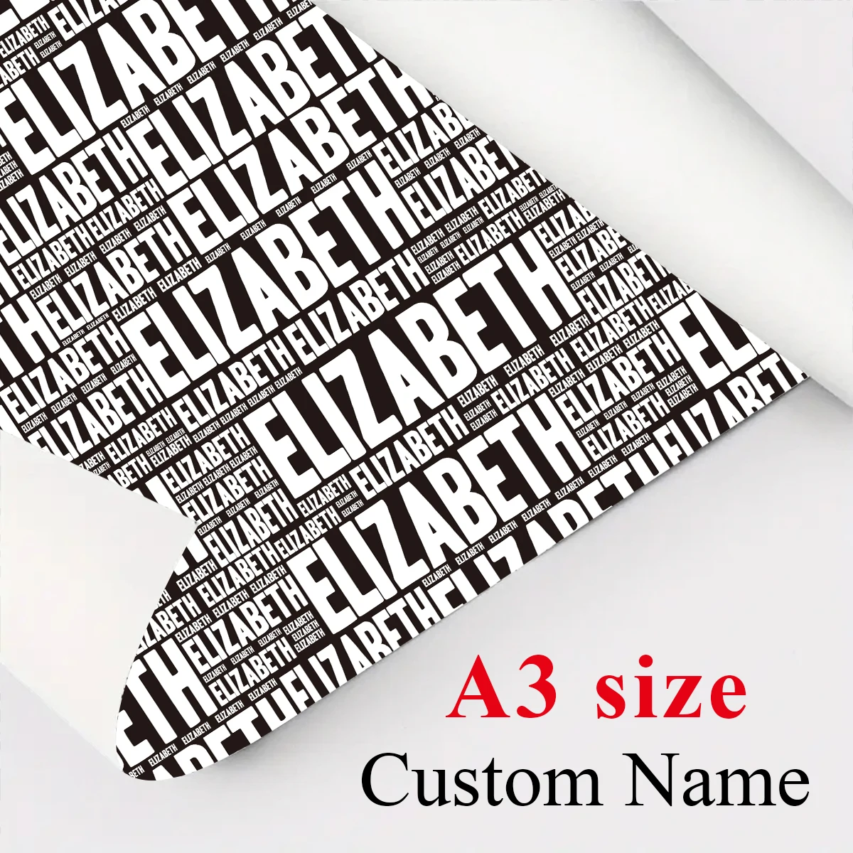 3 Stück A3-Format Geschenkpapier mit individuellem Namen – personalisiertes Textdesign, dekoratives Papier für Weihnachten, Geburtstag, Partygeschenke, Verpackung