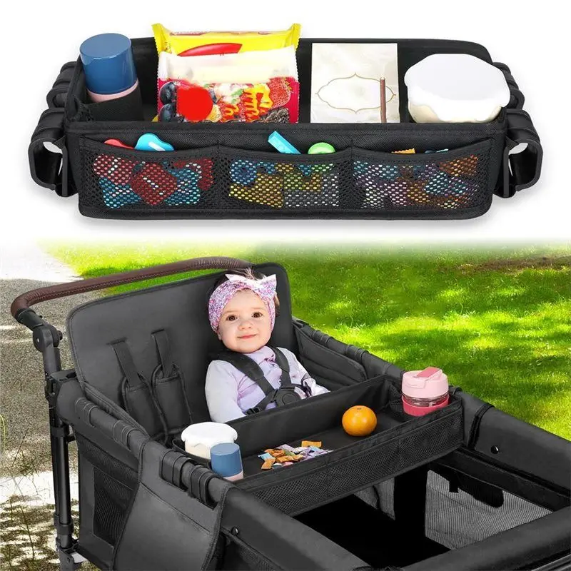 صينية الوجبات الخفيفة لـ Wonderfold W4 Wagon- تتضمن ملحق عربة الأطفال بقاعدة سميكة للغاية وجانبان وجيب تخزين شبكي جانبي #2