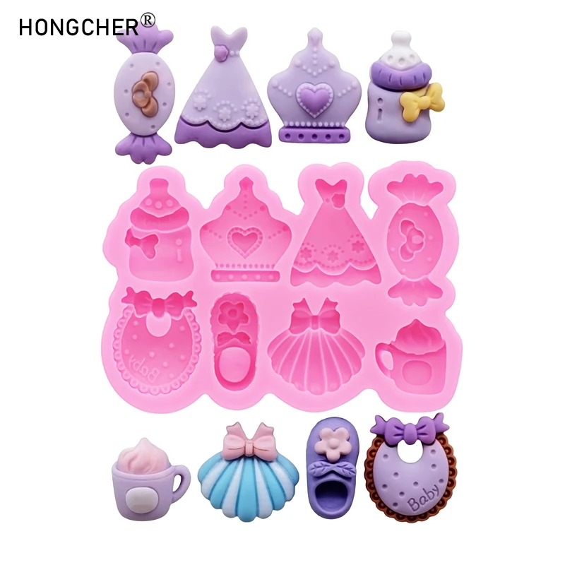 DIY Süßigkeiten Prinzessin Kleid Krone Kopfschmuck Harz Schmuck Silikonform für Schokolade Kuchen Dessert Dekoration