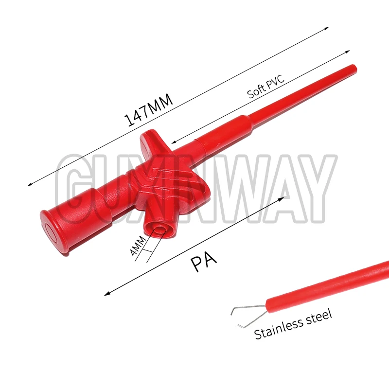 2pcs P5004 Quick Test Hook Clip 1000V High Voltage Flexible Professional Insulated Testing Probes with 4mm Socket