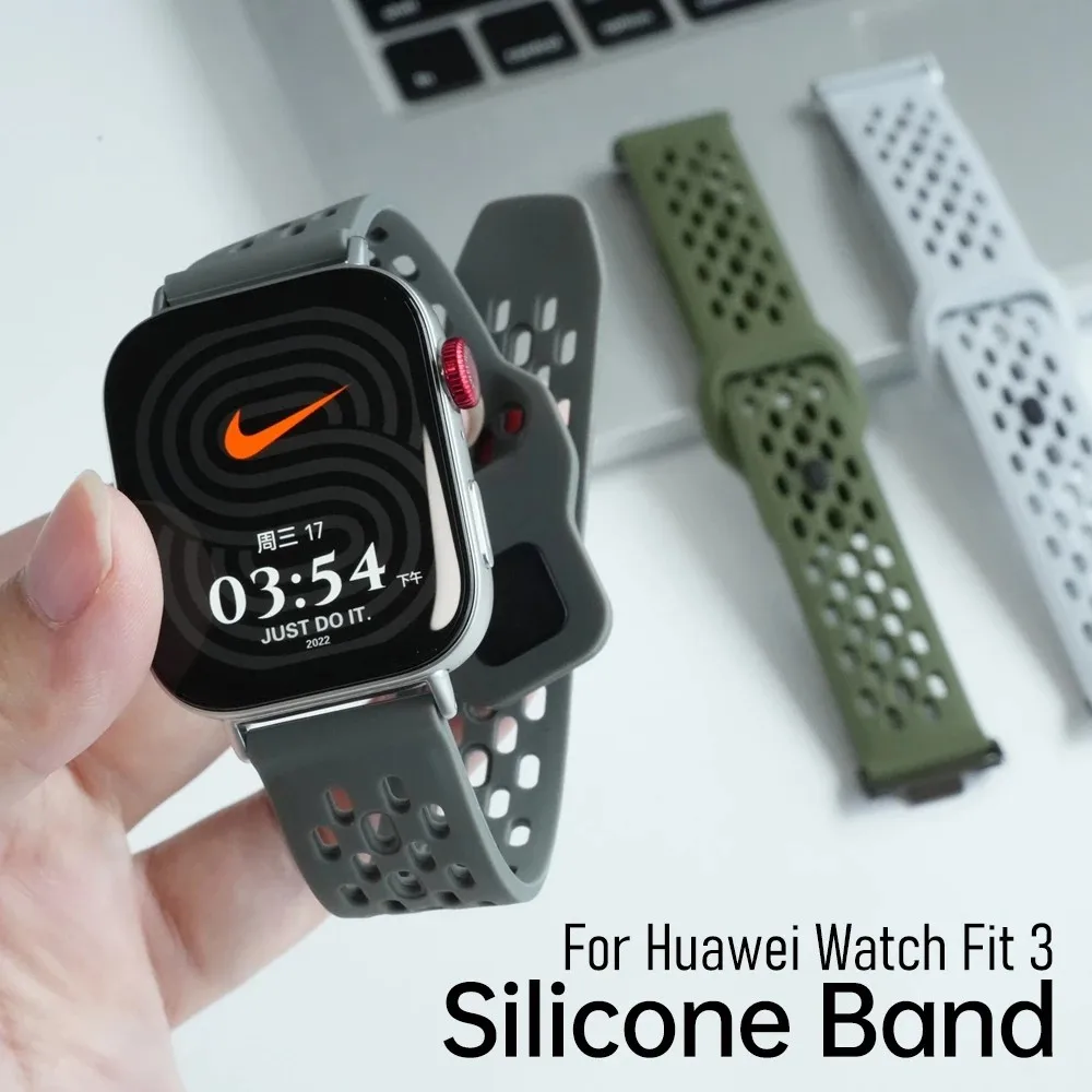 

Спортивный дышащий силиконовый ремешок для часов Huawei Watch Fit 4 Pro Fit4 Fit 3, ремешок для часов, жидкий силиконовый ремешок с металлическим разъемом