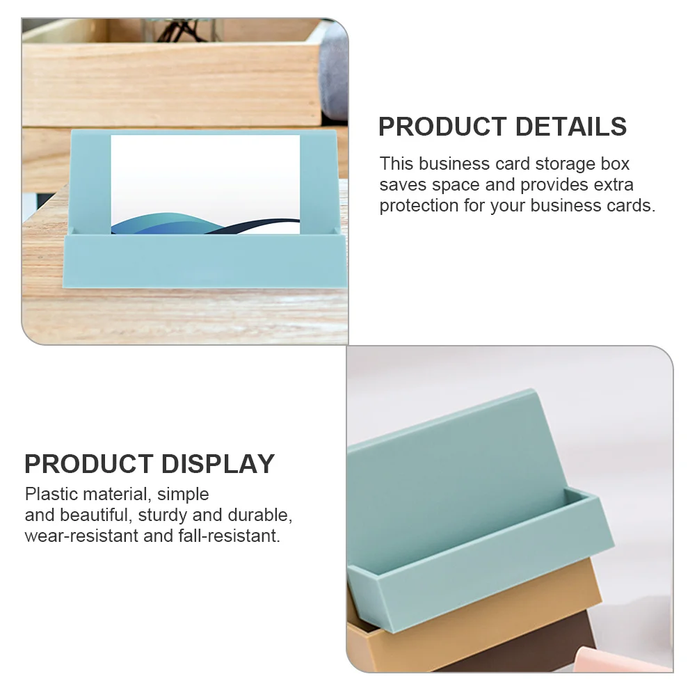 2Pcs Business Cards Organizer Plastic Stand Simple Desktop Holder Office Business Card Storage Box Office Desktop Organizer