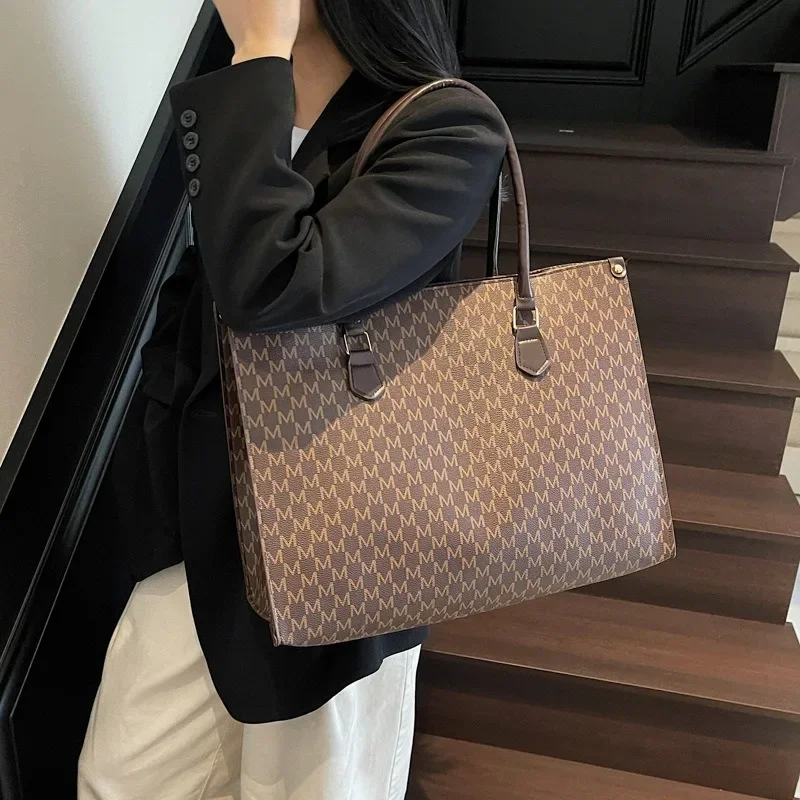 حقائب يد مطبوعة بأحرف، سعة كبيرة، عصرية ومتعددة الاستخدامات، سهلة التنقل، حقيبة يد نسائية بكتف واحد #2