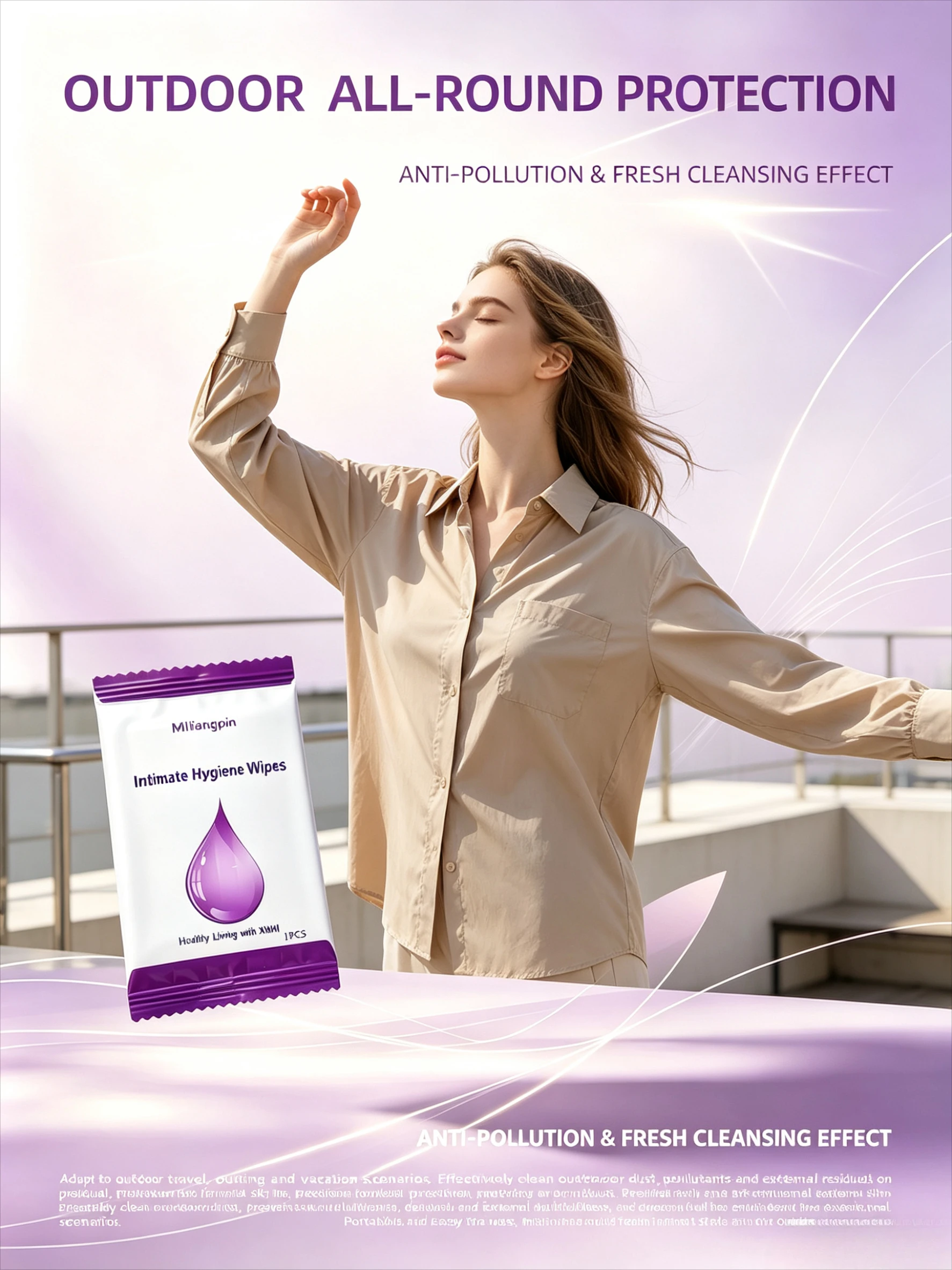 Portable independent single-pack feminine intimate wipes; sports; period cleaning and soothing; daily intimate care essentials