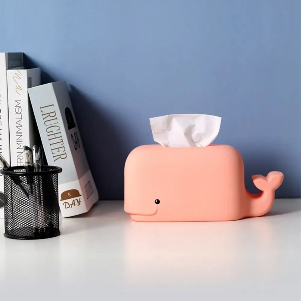 

Office Bedroom Home Whale Shaped Desktop Silicone Paper Towel Dispenser Tissue Holder Wipes Storage Case Napkin Box