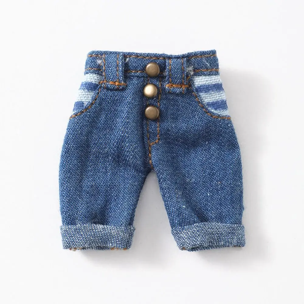 Fashion Denim Long Pants Doll Leggings For 1/11 OB11 Dolls for 1/12 Mini BJD Doll Casual Wears Pants Clothes Doll Accessories