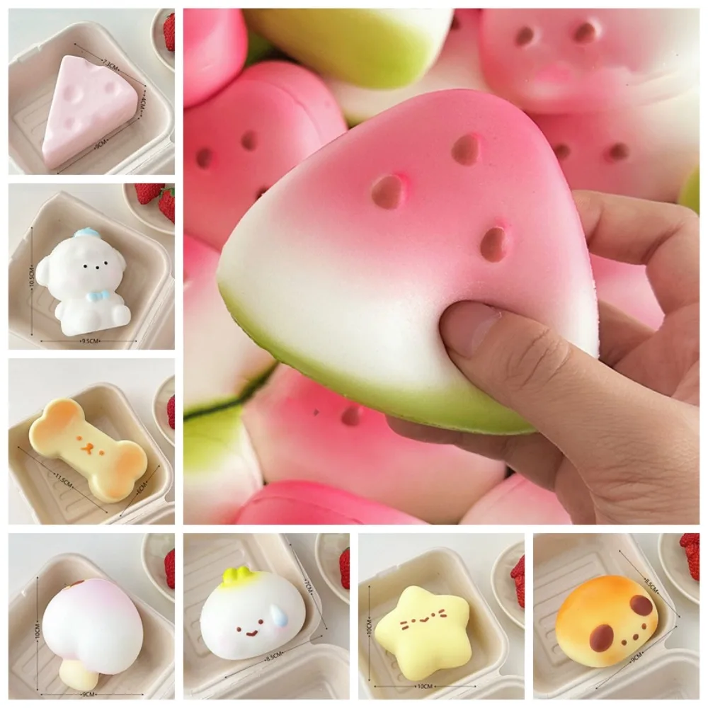 Macio simulado fruta espremer brinquedo comida queijo dos desenhos animados brinquedo fidget coelho melancia frutas pitada brinquedo engraçado