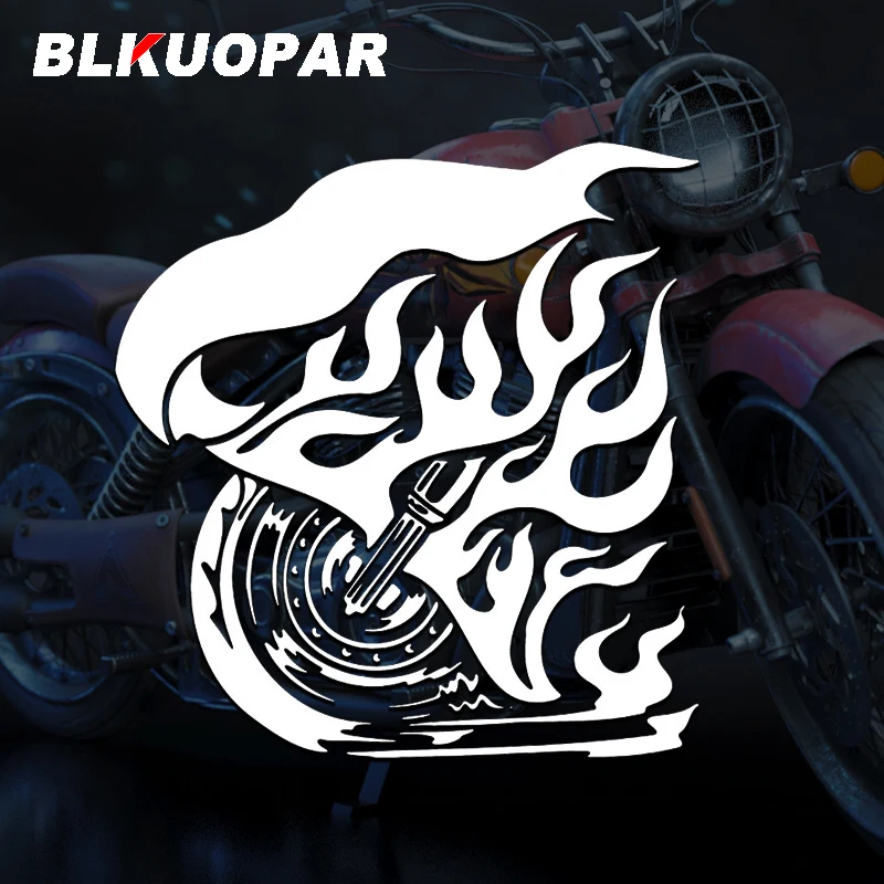 

BLKUOPAR Motorcycle Wheel Flame Silhouette Graphics Personality Decal Windows Trunk Motorcycle Die Cut Bumper Car Door Protector
