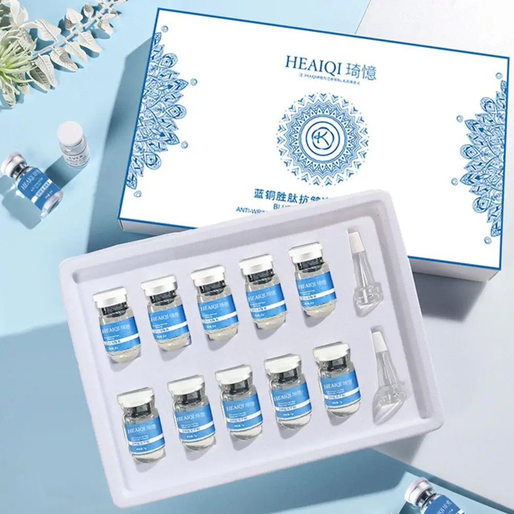 Blue Copper Peptide Freeze-Dried Powder Essence Deep Hydration Firming Restore Skin Elasticity Rejuvenating Skin Care Set