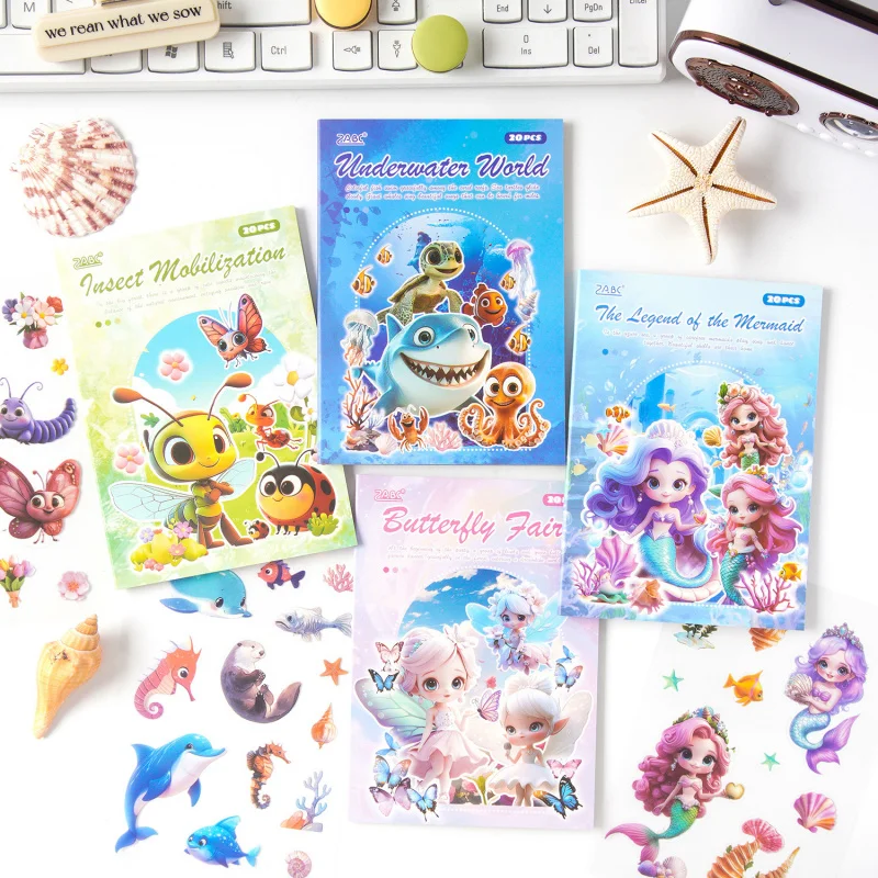 20Pcs/lot Cute Cartoon Sticker Book DIY Journal Collage Materials High-value Kawaii Decorative Stickers