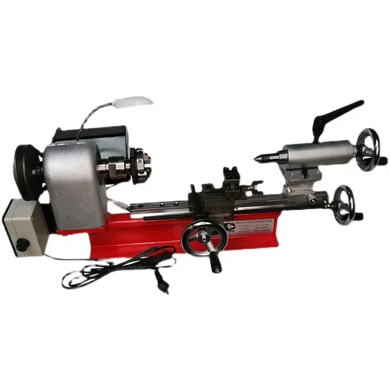 Portable Mini Woodworking Lathe Desktop DIY Lathe with 4-Jaw 65mm Chuck for Home & Scientific Research
