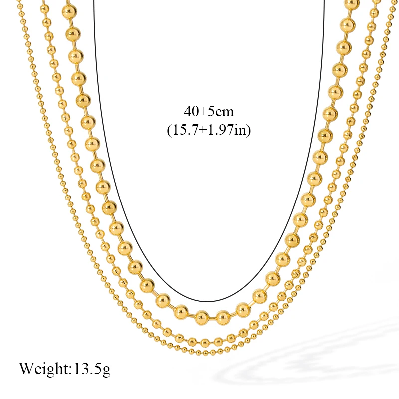 EILIECK 316L Edelstahl Mehrschichtige Metallkette Halskette für Damen, Modische Goldfarbene Wasserdichte Halskette, Schmuckgeschenk – Detail 21