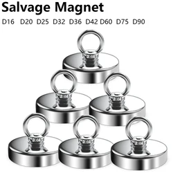 N52 Fishing Magnet Heavy Duty Search Magnetic Strong Neodymium Magnet Deep Sea Salvage Magnets Mounting with Ring Eyebolt