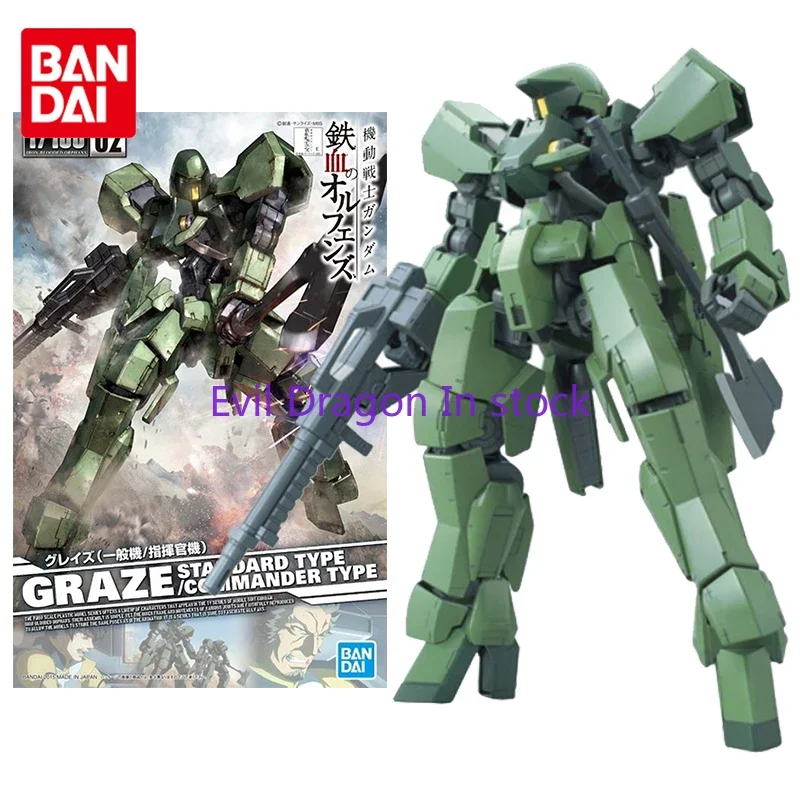 Bandai Genuine Gundam Model Kit Anime Figure TV 02 Graze Commander Type Collection Gunpla Anime Action Figure Toys for Children