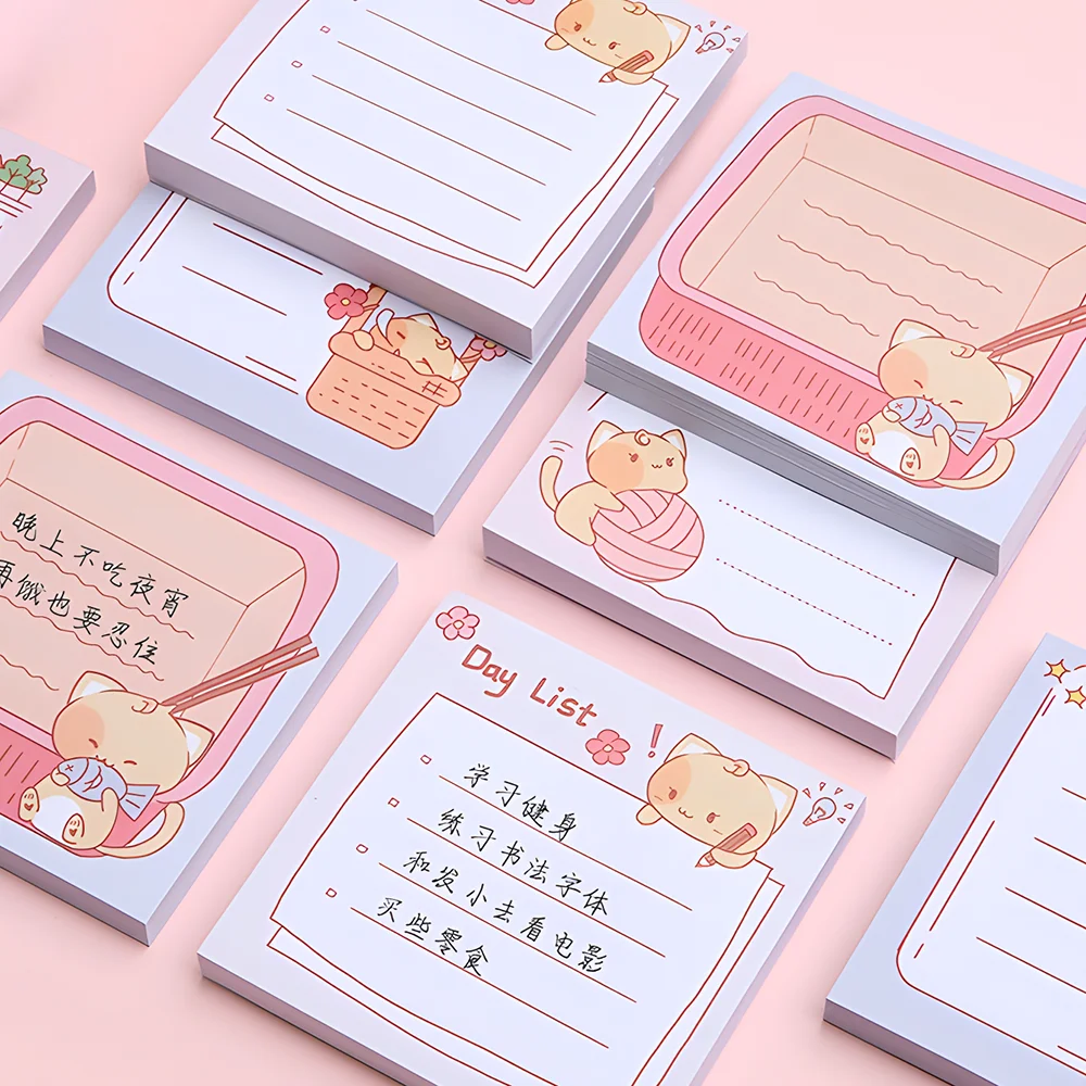 

Korean Cute Cat Sticky Notes Funny Kawaii Memo Pad Post Notepads Fun Stationery Check List To Do Agenda Daily Planner Index Tabs