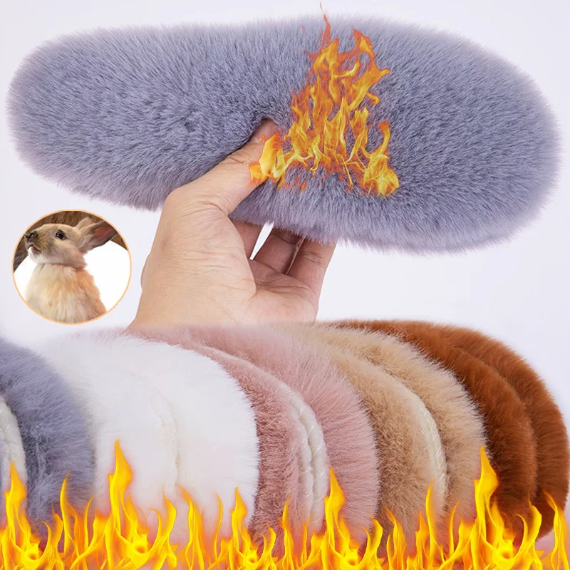 3pairs Warme Nachahmung Kaninchen Fell Einlegesohlen Winter Warme Plüsch Männer Frauen Einlegesohlen Weiche Dicke Winter Warme Einlegesohle männer frauen Einlegesohle
