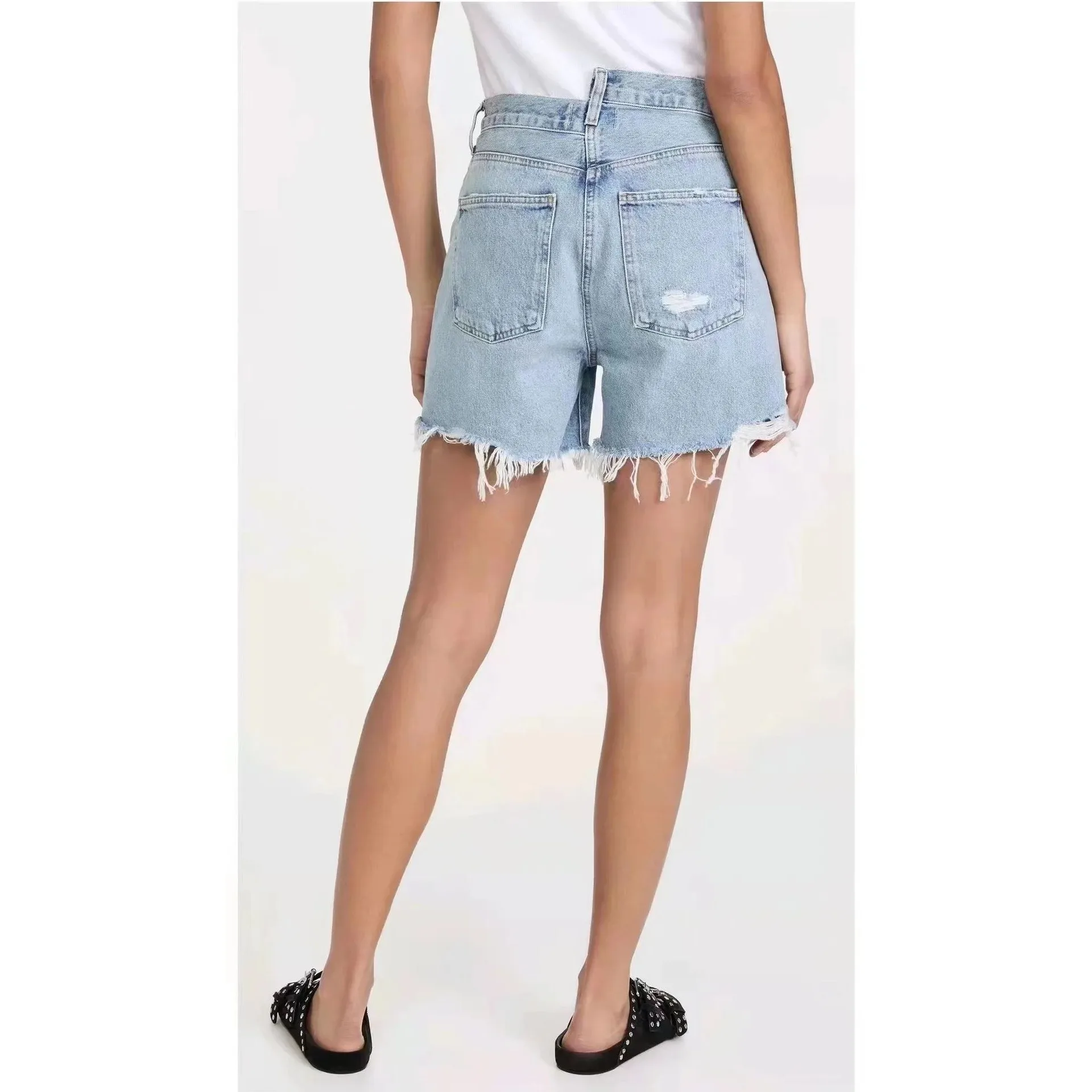 Cintura alta asimétrica mujer Denim orts Casual Faion ajuste cómodo señoras Jeans orts tendencia de verano