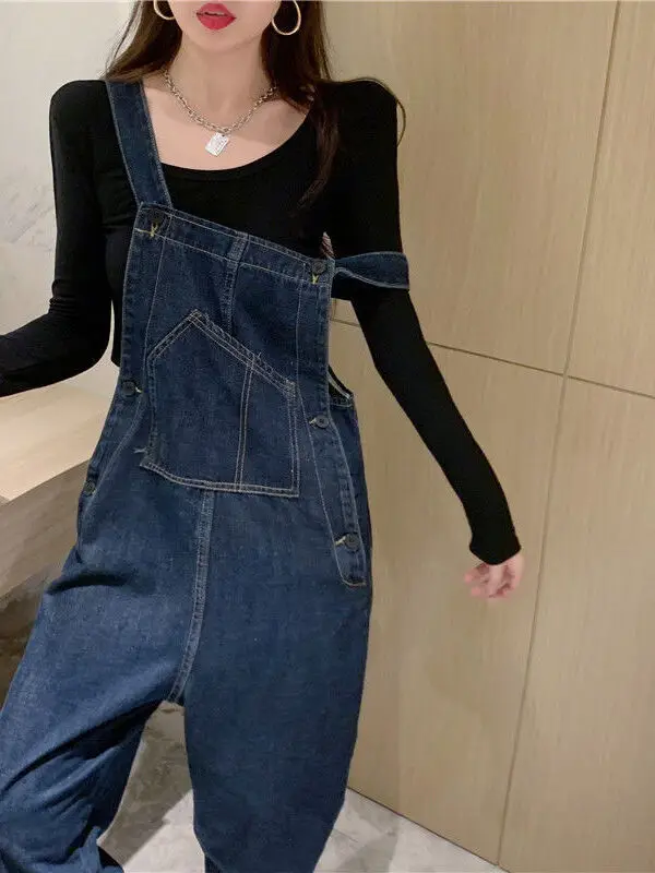 

Джинсовые комбинезоны Ele Design, женские большие размеры, весна-осень, новые модные цельные брюки для полных сестер