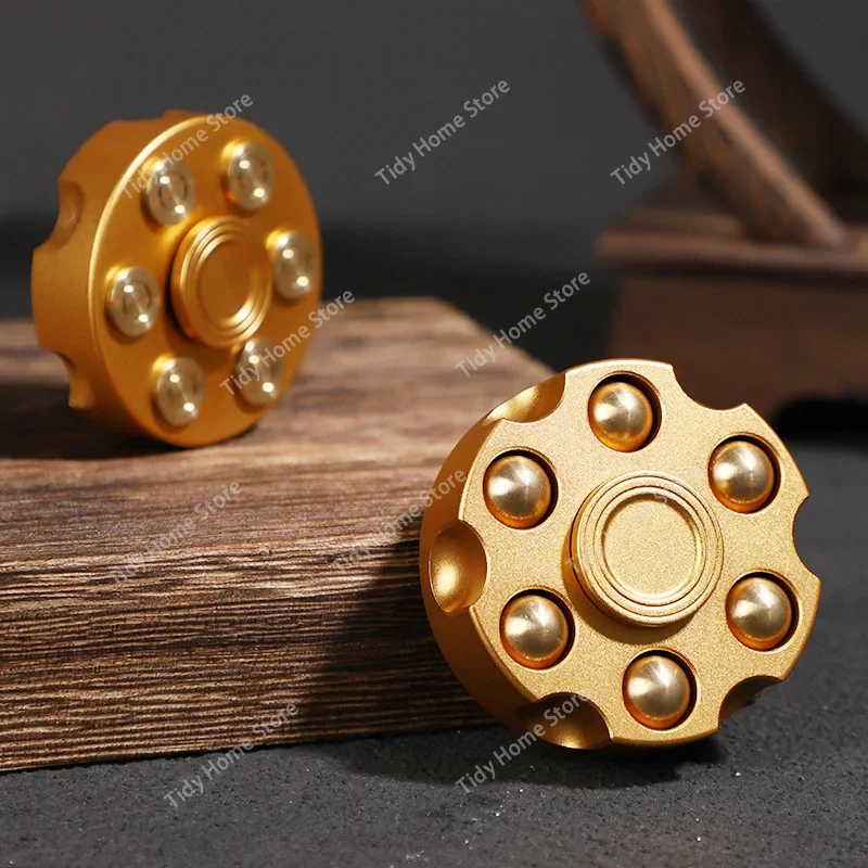 Stylish Revolver Cocking Fidget Spinner Stress Relief Toy, Made of Aluminum and Copper for Rotational Relaxation
