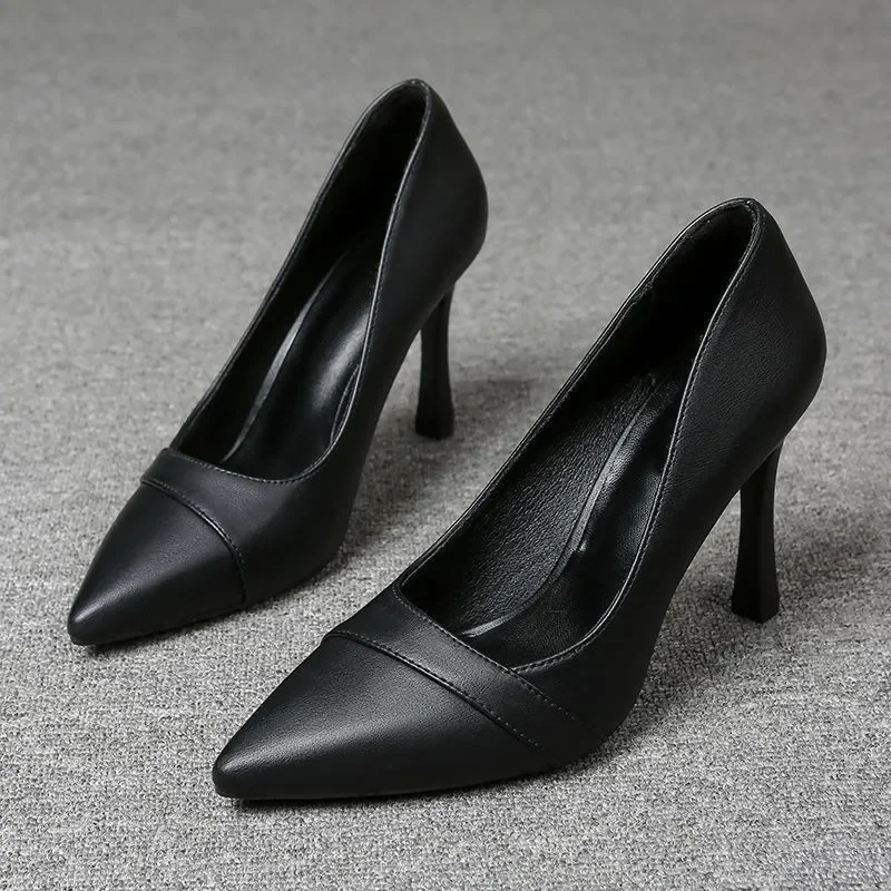 Damen-Schuhe, spitze Zehen, schwarz, für Frühling und Sommer, zum Hineinschlüpfen, für Büro, Stiletto-Absatz, Damen-Arbeitsschuhe, Pumps, Zapatos de mujer, B696 – Detail 2