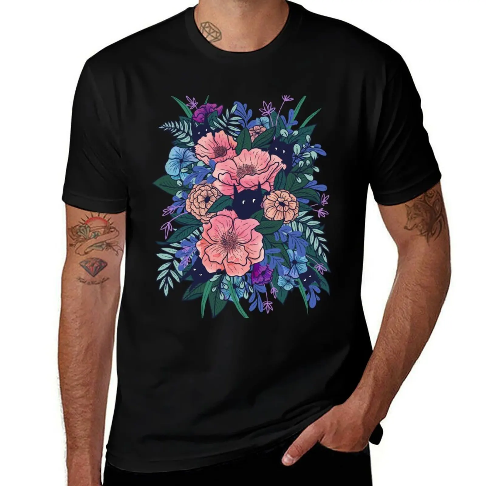 

Wild Flowers (on Blue) T-Shirt funny t shirts dark humor cotton t shirts man 100% t shirts for man graphic funny T-Shirt